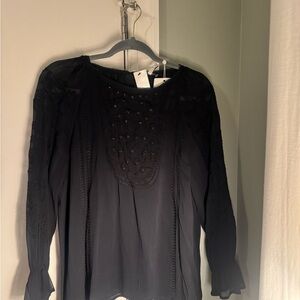 Joie Black Embroidered Blouse